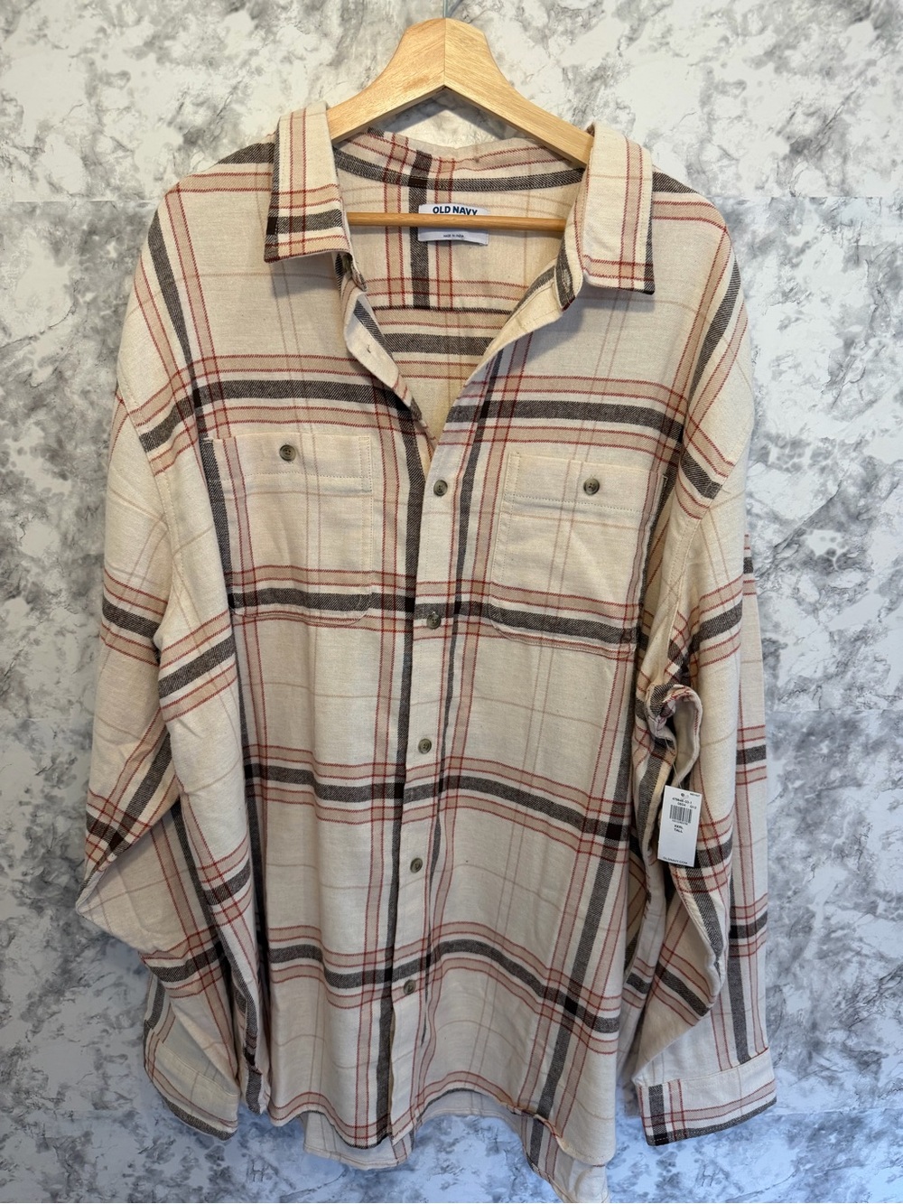 Old Navy Cream Plaid Button-Down Dress/Tunic
